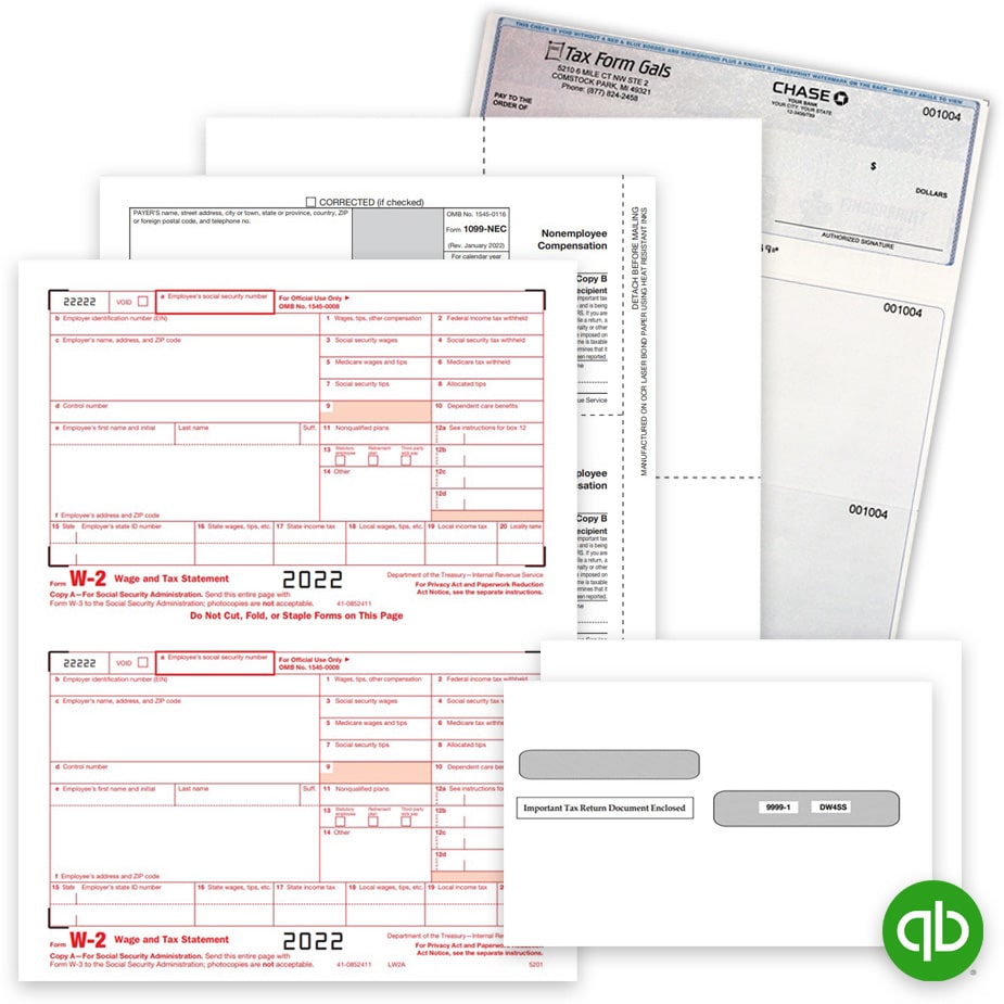 QuickBooks Forms, Intuit Compatible Tax Forms, Checks, Envelopes - TaxFormGals.com