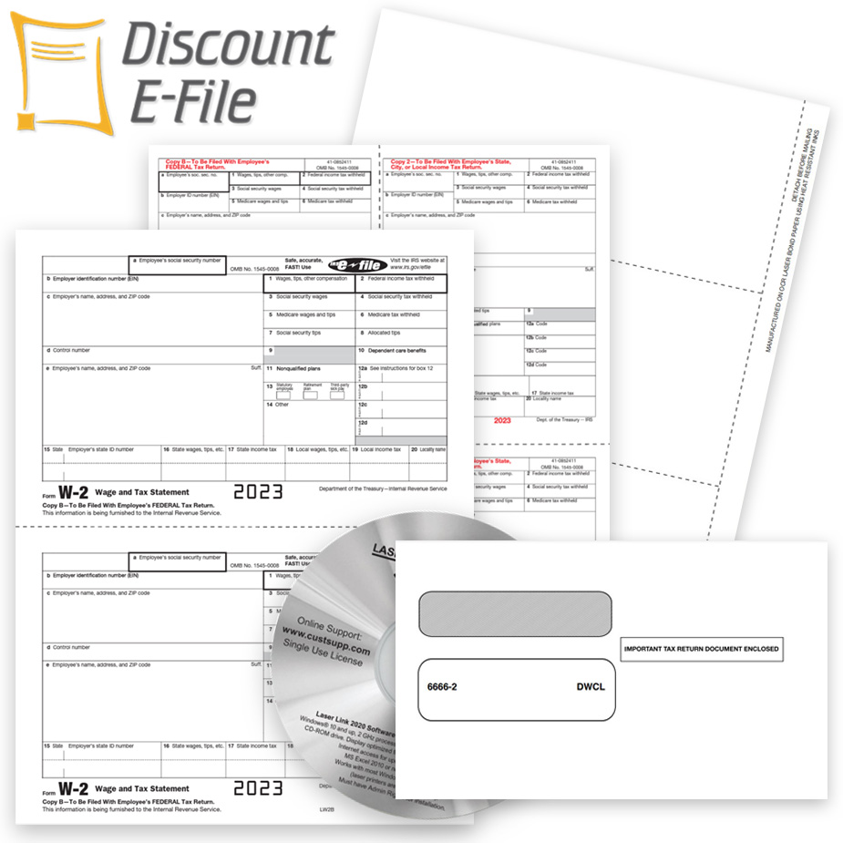Easy W2 Filing with Forms, Blank Perforated Paper, Envelopes, Software and E-Filing Solutions for 2023 - TaxFormGals.com